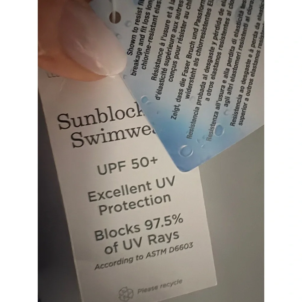 NEW‎ L.L.Bean Blue Geometric Sunblocking One Piece Swimsuit Size 6 REG